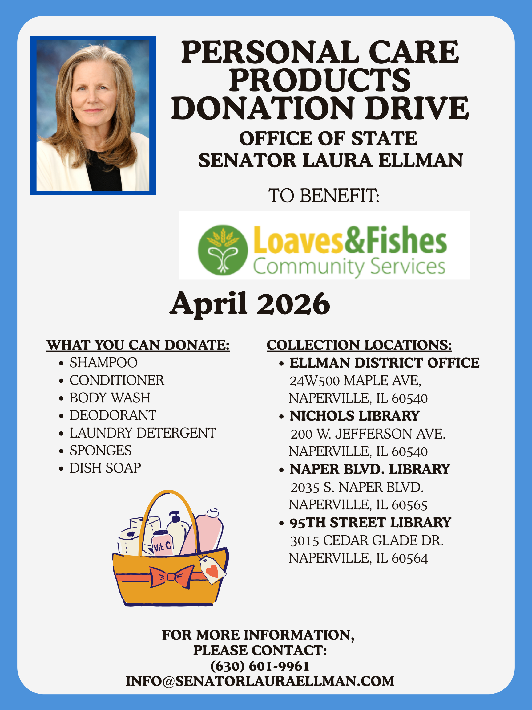 Blue White Bold Open Donation Event Poster 1